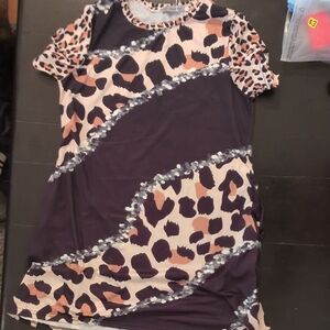 Leopard Print Dress with Beaded Accents